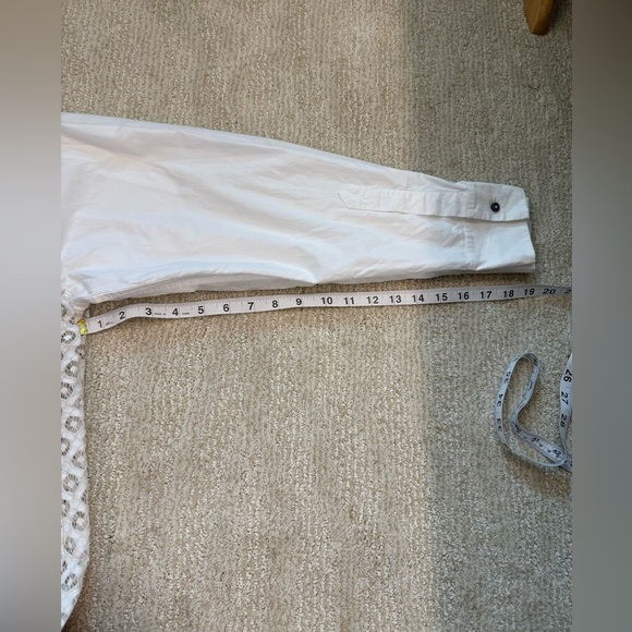 CINQ Á SEPT white crisp blouse with a crochet back M - Picture 11 of 11